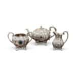 3 pce silver plate pumpkin teaset