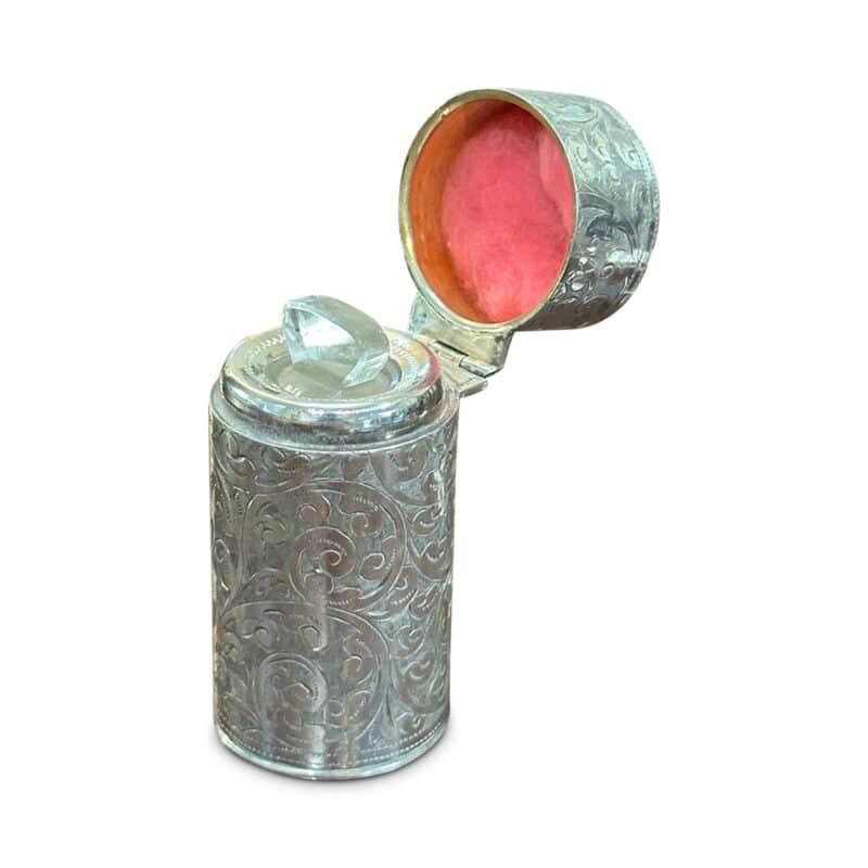 English sterling silver perfume bottle open