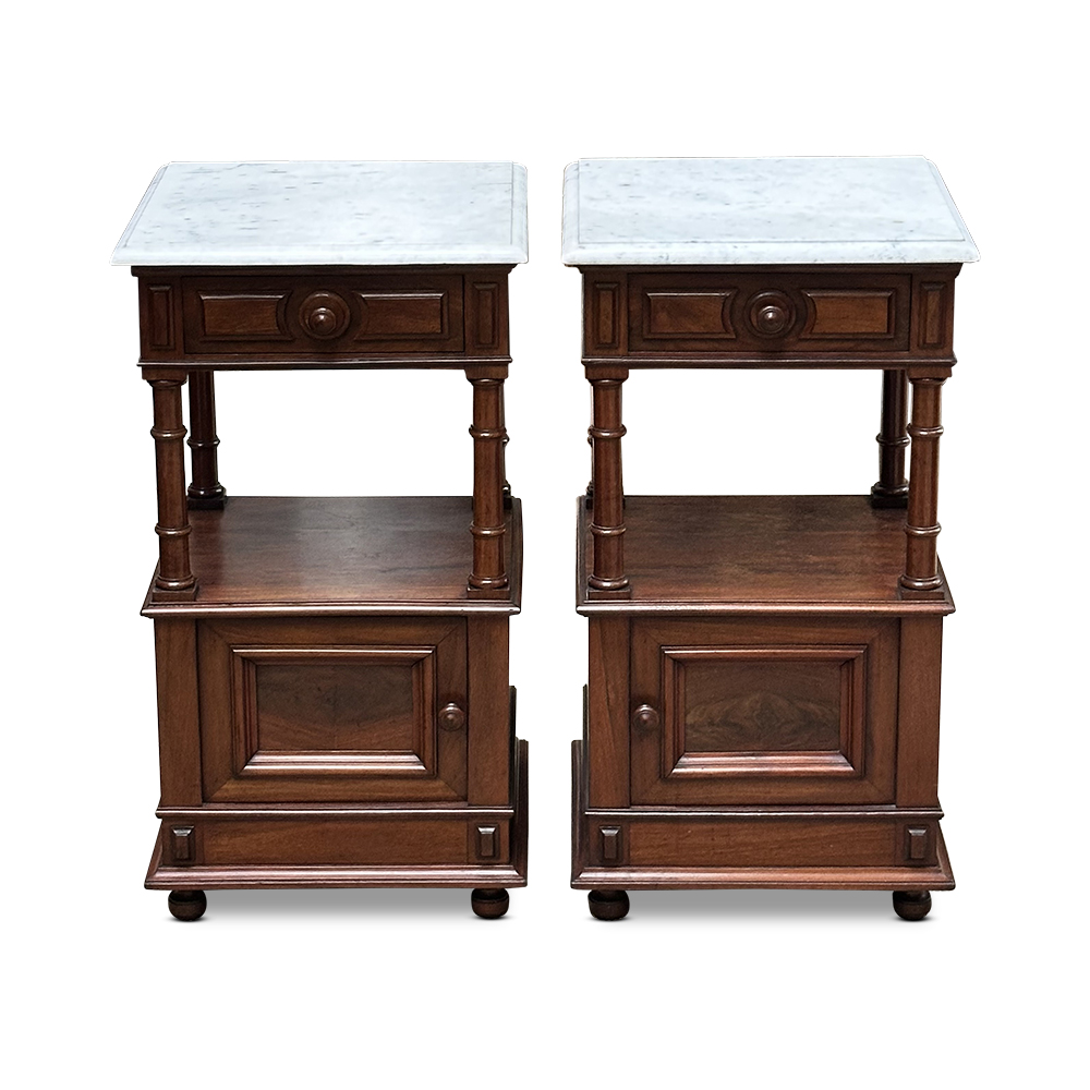 Pair English mahogany bedsides