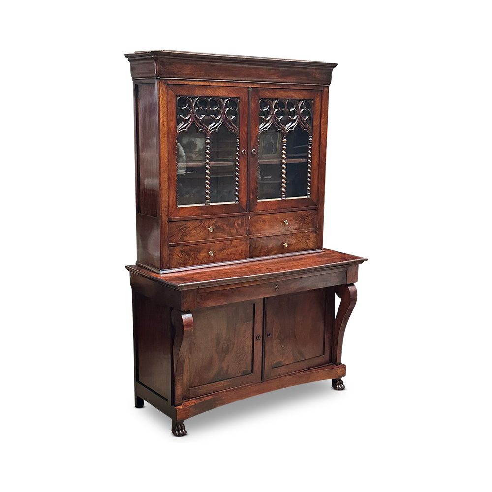 mahogany 2 section bookcase