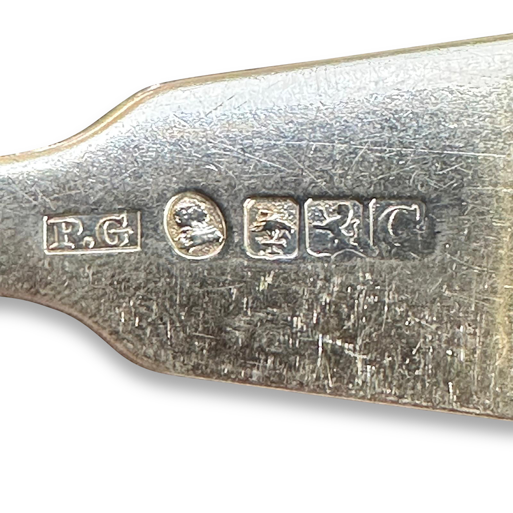 Set of 5 sterling silver forks 1821