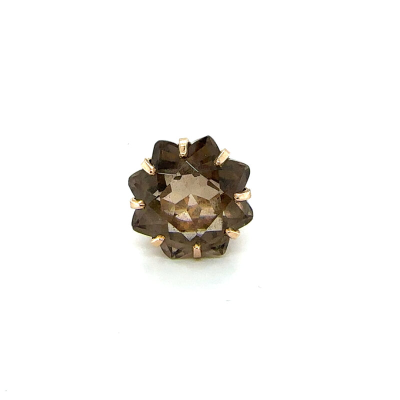 Smoky quartz star shaped cocktail ring