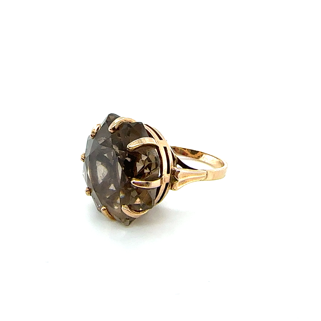 Smoky quartz star shaped cocktail ring