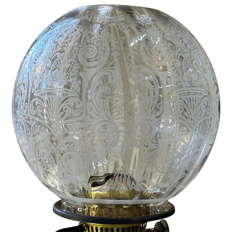 art nouveau double burner brass lamp c.1890