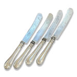 set 4 large knives sterling silver handles Germany
