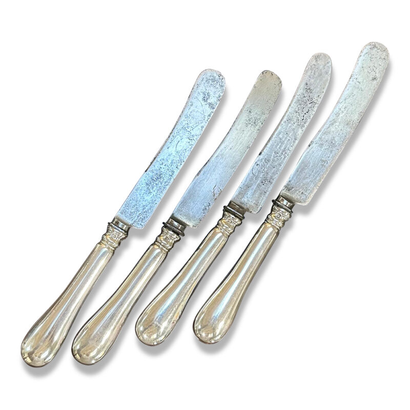 set 4 large knives sterling silver handles Germany