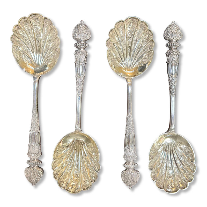 set 4 silver plated serving spoons c.1875