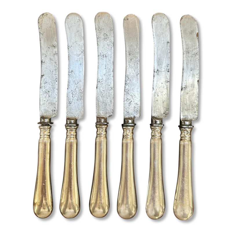 set 6 small knives sterling silver handles Germany