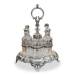 silver plate 6 bottle cruet set