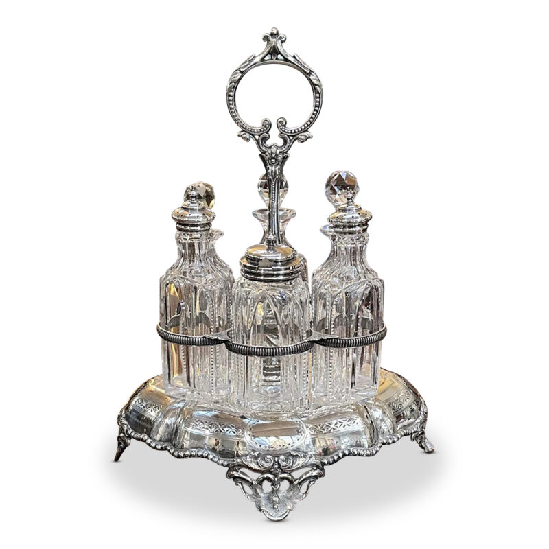 silver plate 6 bottle cruet set