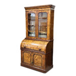 19th century burr walnut bookcase secretaire c.1870