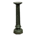 19th century green marble pedestal tight twisted column heavy base