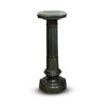 19th century green marble pedestal with reeded column and octagonal top