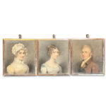 19th century superb set 3 hand painted miniatures