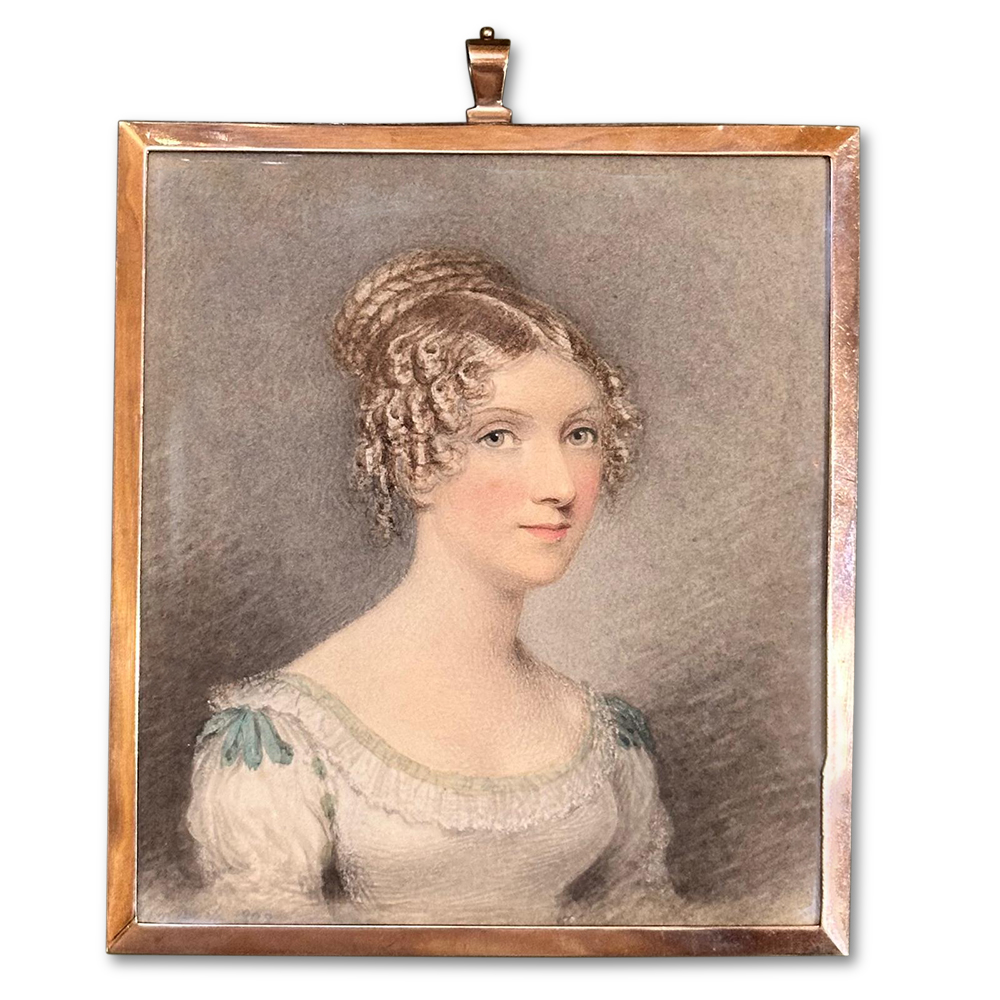 19th century superb set 3 hand painted miniatures