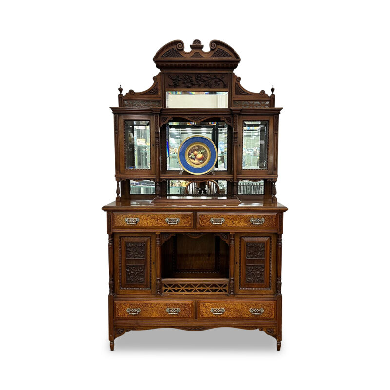 19th century walnut sideboard with amboyna mounts