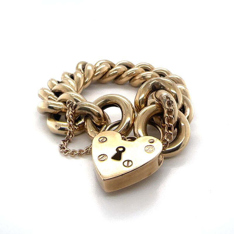 9ct yellow gold heavy curb link bracelet 86.24g