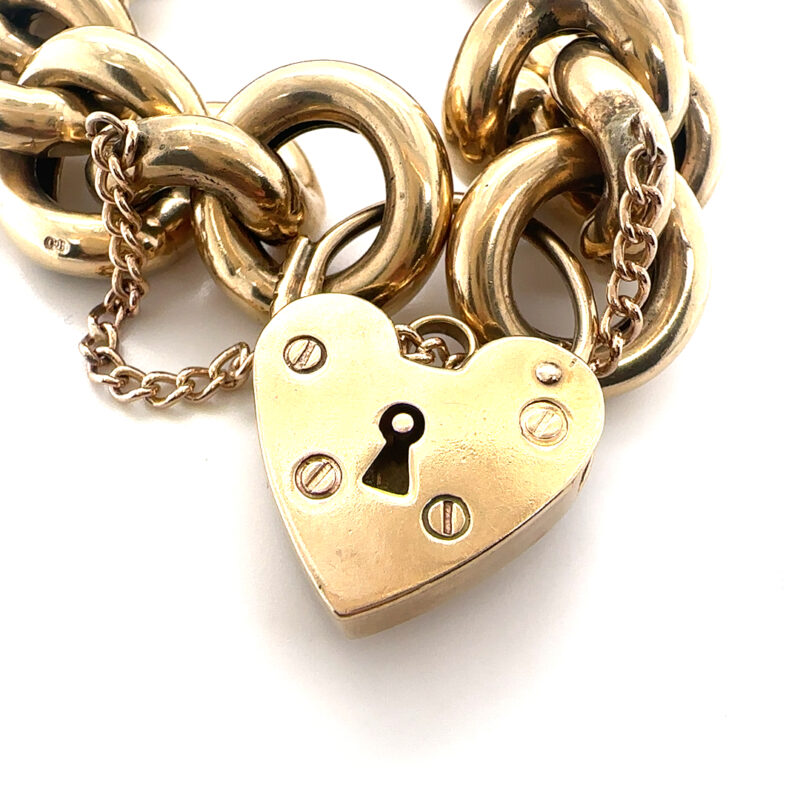 9ct yellow gold heavy curb link bracelet 86.24g