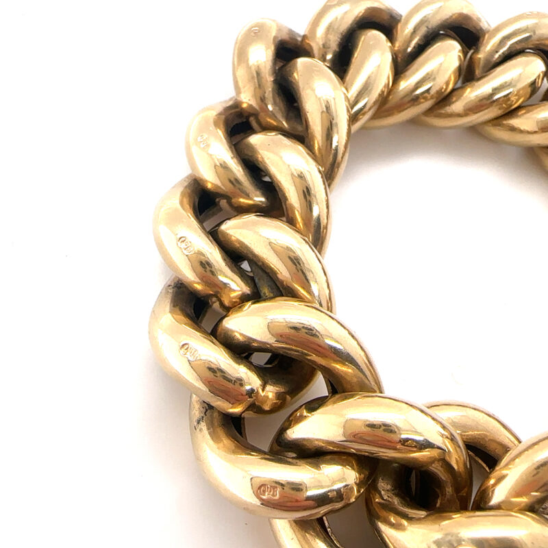 9ct yellow gold heavy curb link bracelet 86.24g