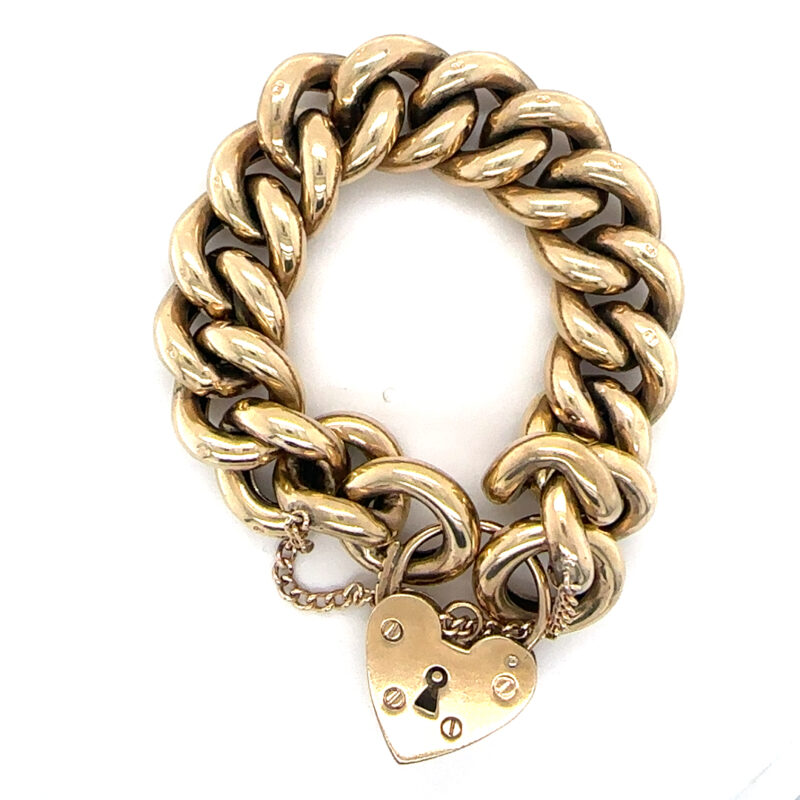 9ct yellow gold heavy curb link bracelet 86.24g