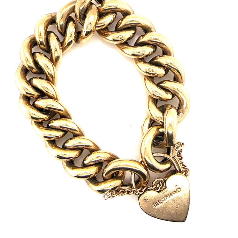 9ct yellow gold heavy curb link bracelet 86.24g