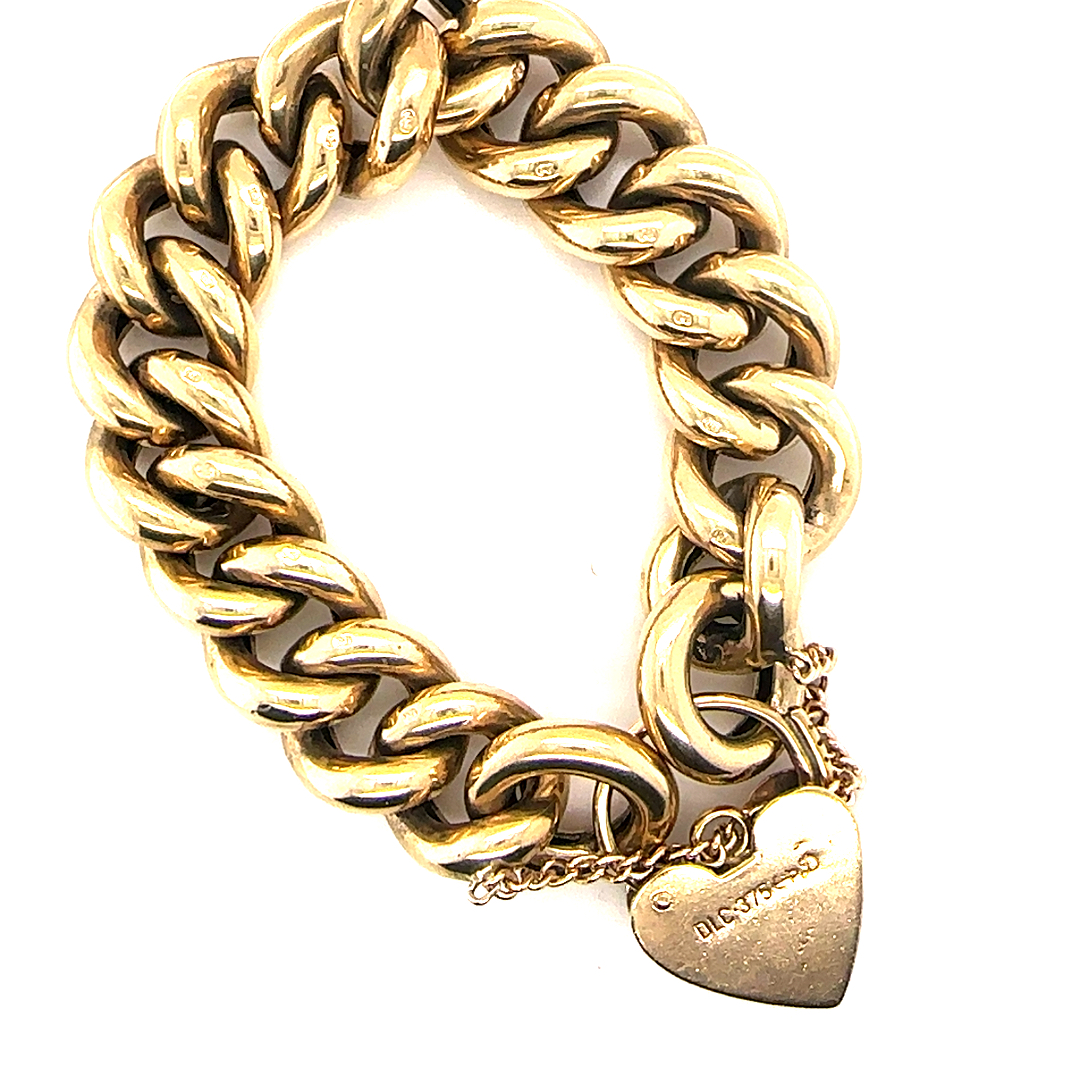 9ct yellow gold heavy curb link bracelet 86.24g
