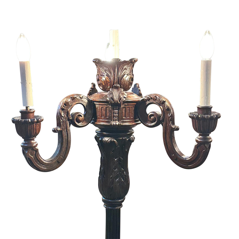 Baroque three branch standard lamp c.1920