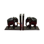 Carved elephant bookends c.1920 front