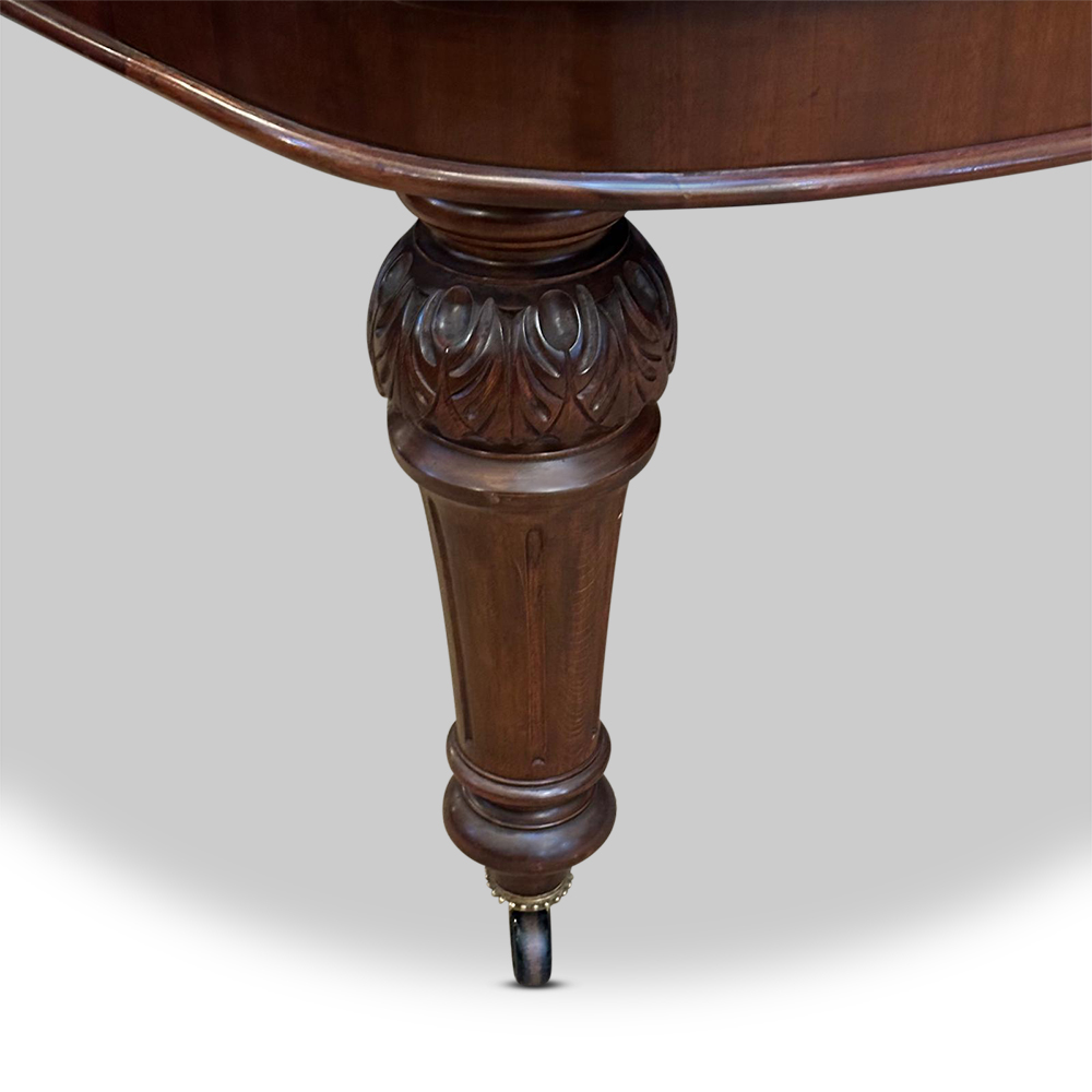 D end 2 leaf mahogany dining table c.1870 leg detail