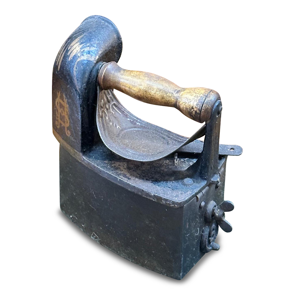 English box coal iron with chimney back