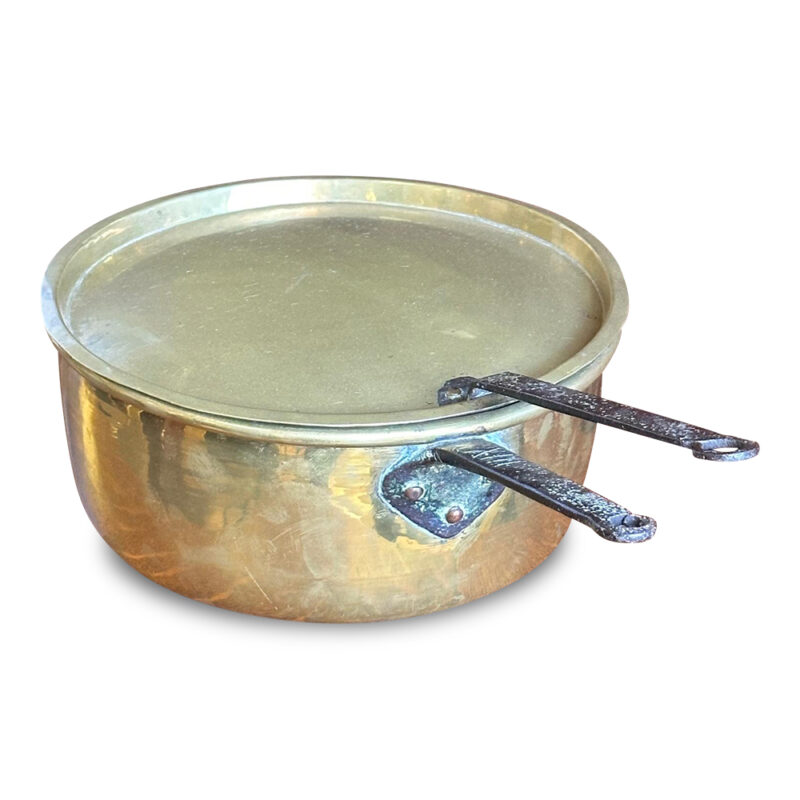 English brass saucepan and lid c.1890