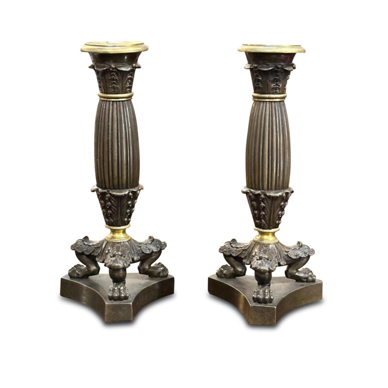 French bronze claw foot candlesticks c.1840