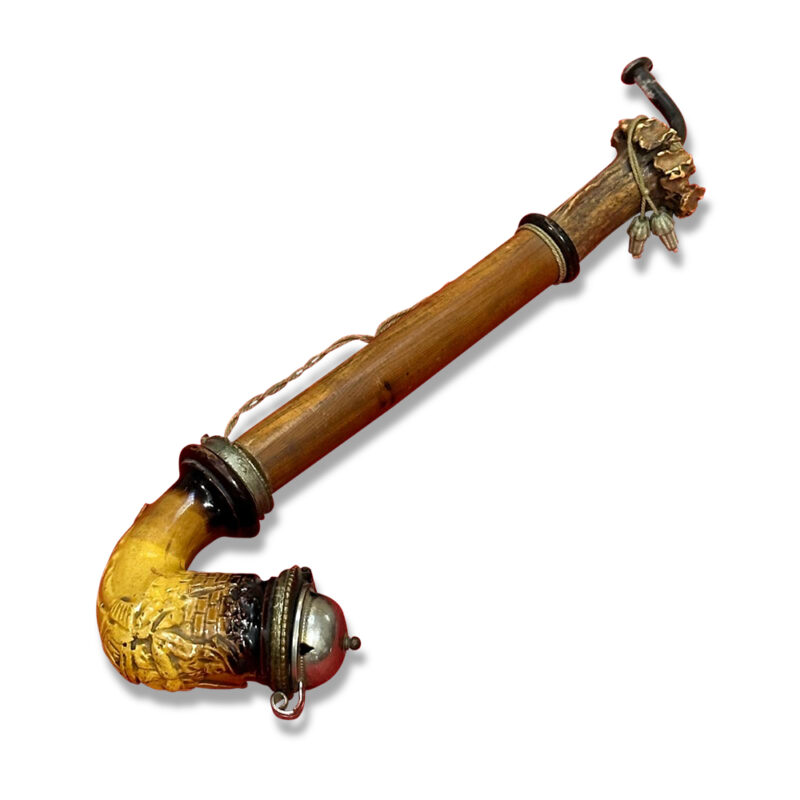German smoker pipe with turned wood and horn stem c.1870