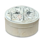 Ivory lidded box with four tigers side