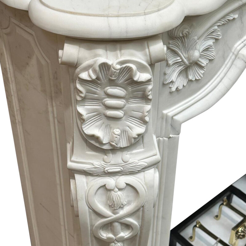 Louis XV style carrara marble mantle