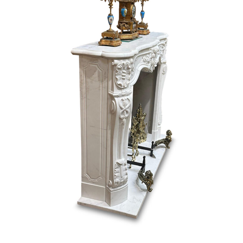 Louis XV style carrara marble mantle