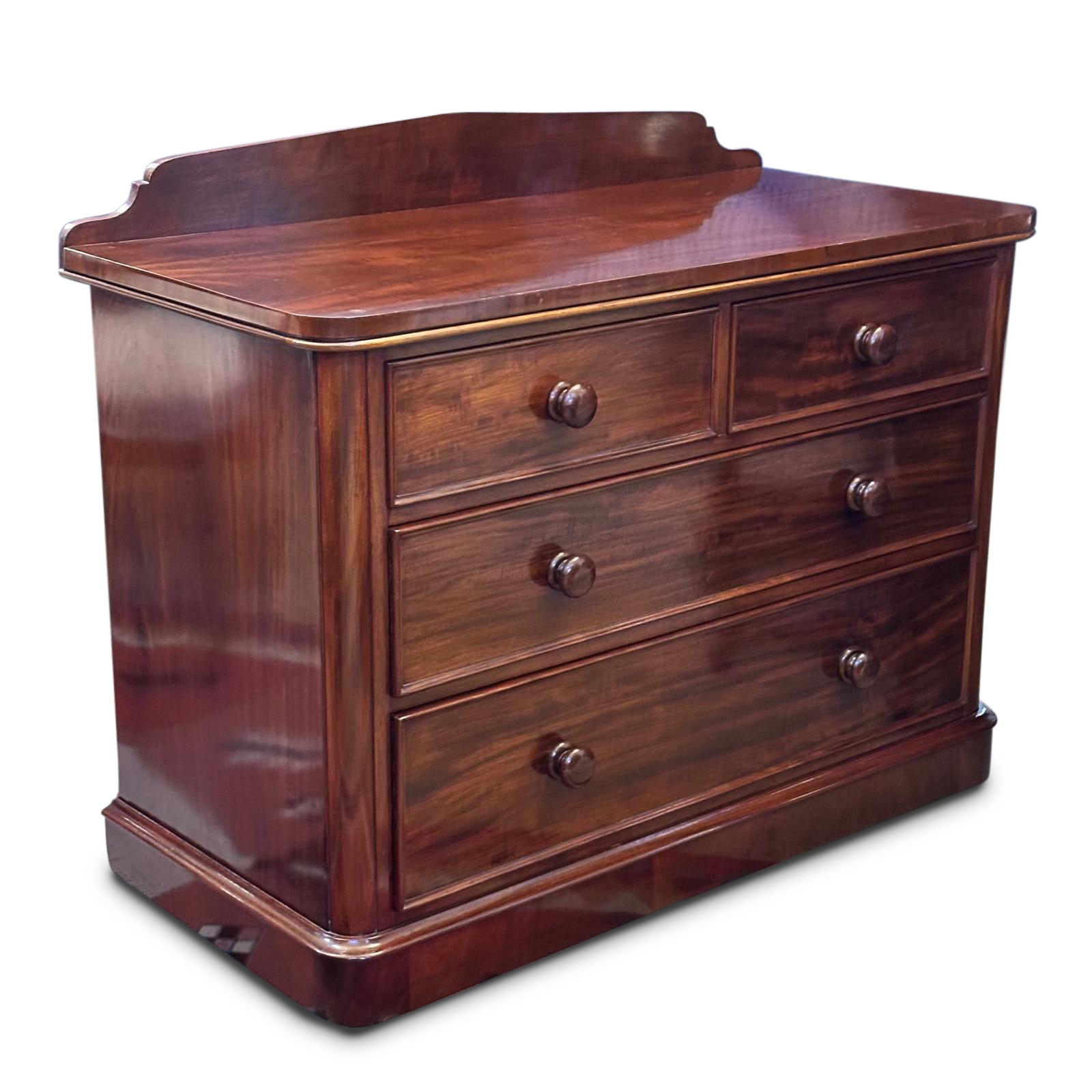 Antique Low mahogany 4 drawer chest