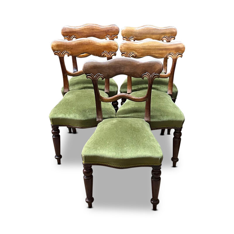 Set 5 Victorian mahogany dining chairs