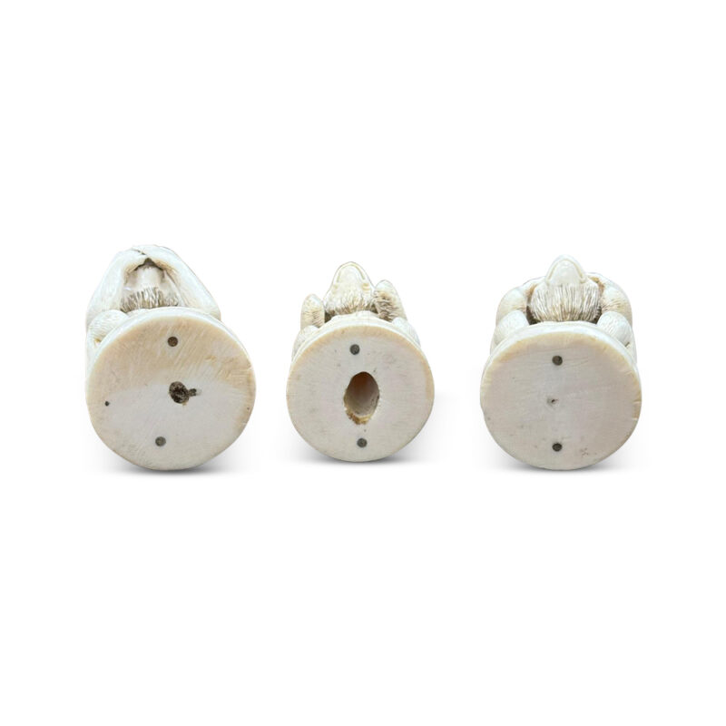 Set of 3 ivory monkeys see speak hear no evil c.1880