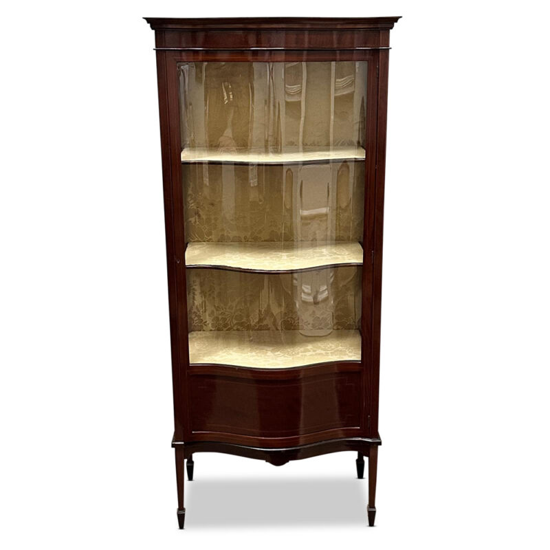 Sheraton style mahogany single door display cabinet c.1910
