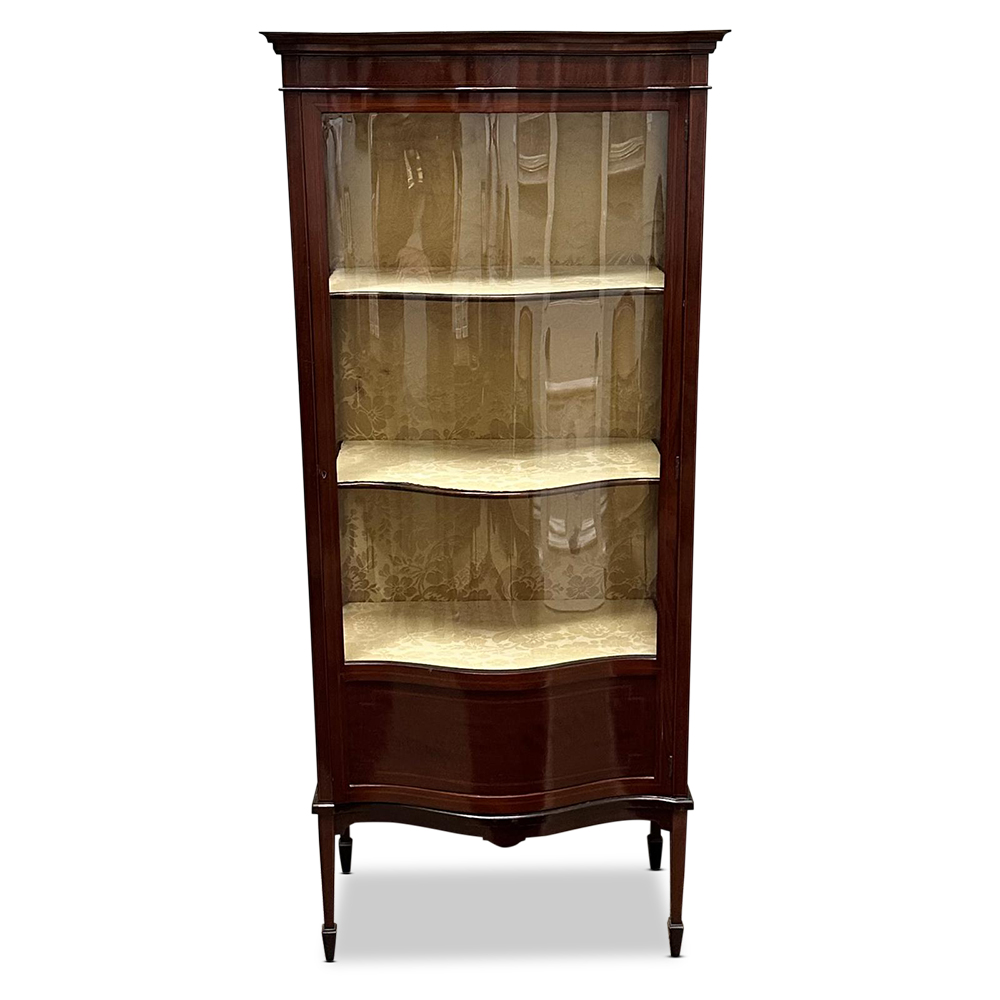 Sheraton style mahogany single door display cabinet c.1910