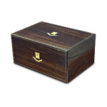 Victorian coromandel writing slope with brass inlays c.1898
