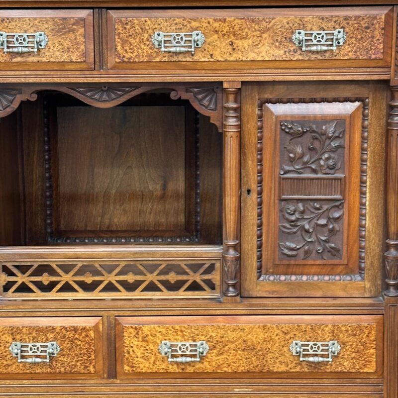 Walnut sideboard with amboyna drawer fronts c.1890