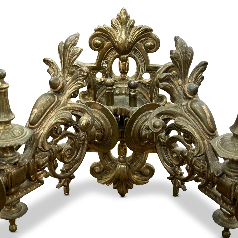 brass double sconces c.1880 detail