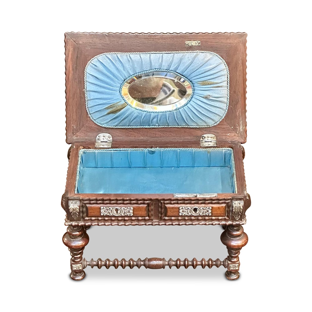 Euro jewellery box with silver mounts c.1880