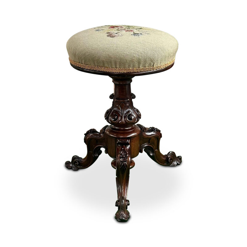19th century English walnut revolving piano stool c.1870