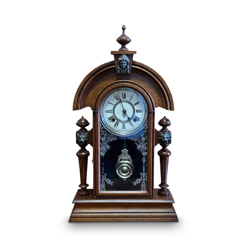Ansonia arched top walnut mantle clock c.1890