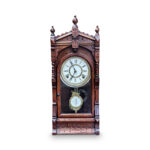 Ansonia carved walnut mantle clock c.1900