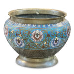 Chinese brass round cloisonne jardiniere c.1920