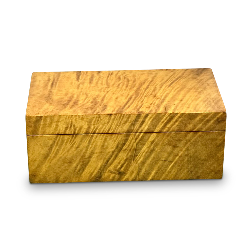 Early 20th century fiddle back maple stationery box c.1920